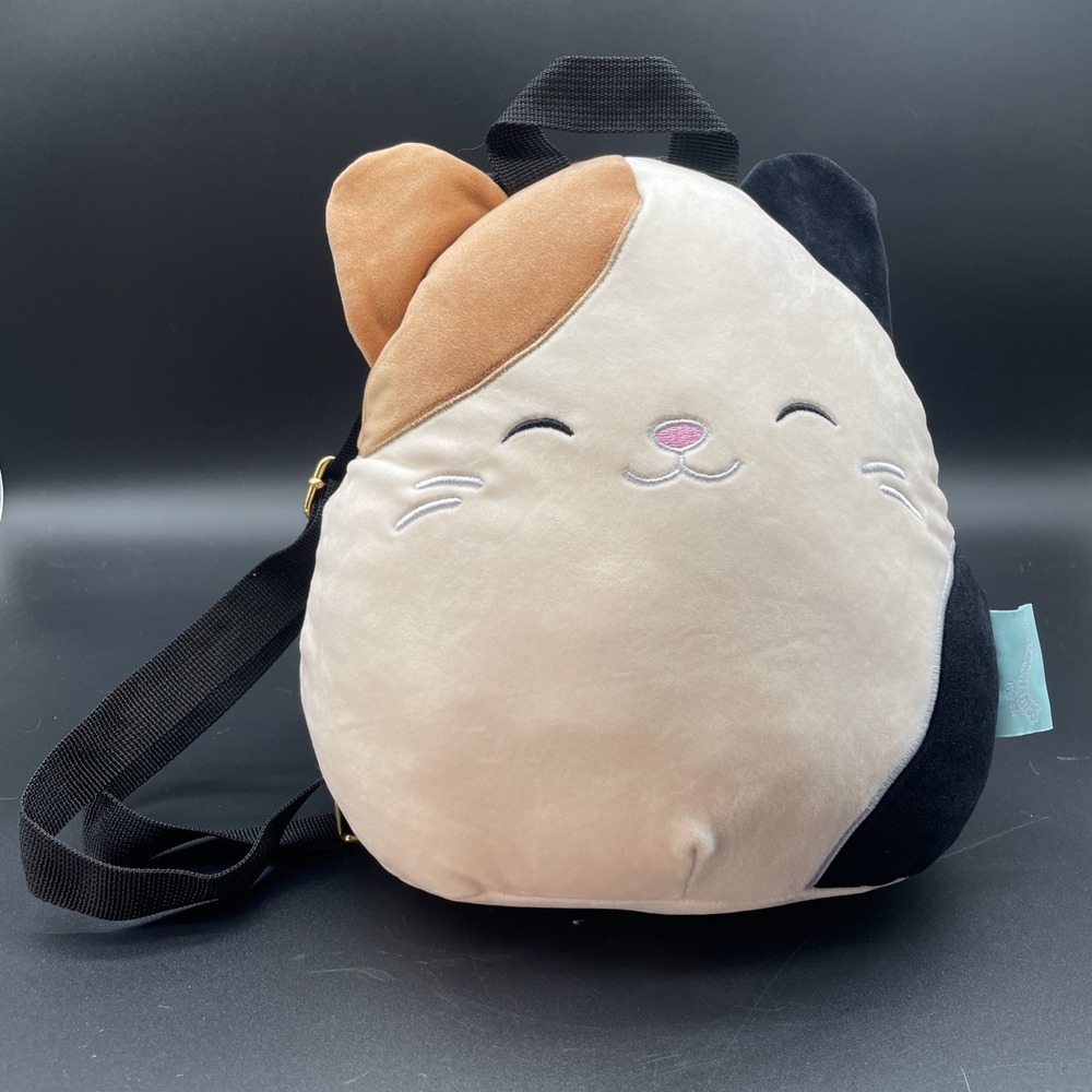 Squishmallows Cam the Calico Cat 10" Stuffed Plush Backpack with Zipper & Straps